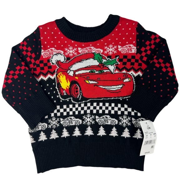 Disney Other - Disney Pixar Cars Lightning McQueen Christmas Knit Sweater Infant Size 12M